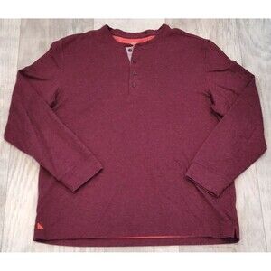 Untuckit Grassi Mens XL Henley Red Long Sleeve Pullover Shirt Casual Comfort